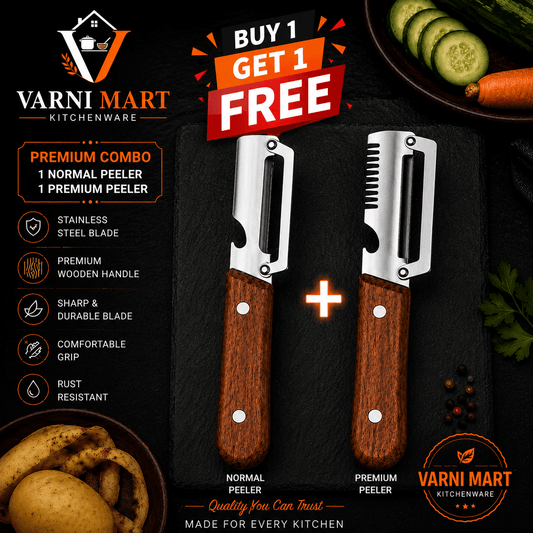 🔥 BUY 1 GET 1 FREE – Classic + Fancy Wooden Handle Vegetable Peeler Combo