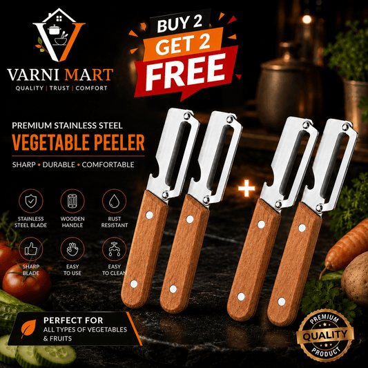 🏆 BUY 2 GET 2 FREE – 4-Piece Wooden Handle Vegetable Peeler Set | Mega Saver